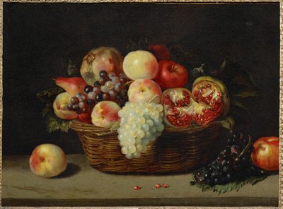 Panier de grenade, peches et raisins - Košík s granátovým jablkem, broskvemi a hrozny ... od Jacques (attr. to) Linard