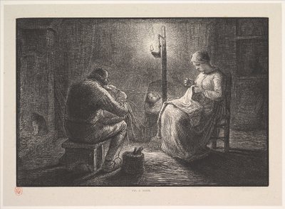 Noc, ze série, Čtyři časy dne, 1830-75. od Jacques Adrien Lavieille
