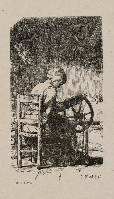 Žena Spinning od Jacques Adrien Lavieille