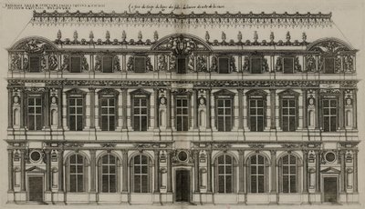 Fasáda Pierra Lescota publikovaná v roce 1576 od Jacques Androuet Ducerceau