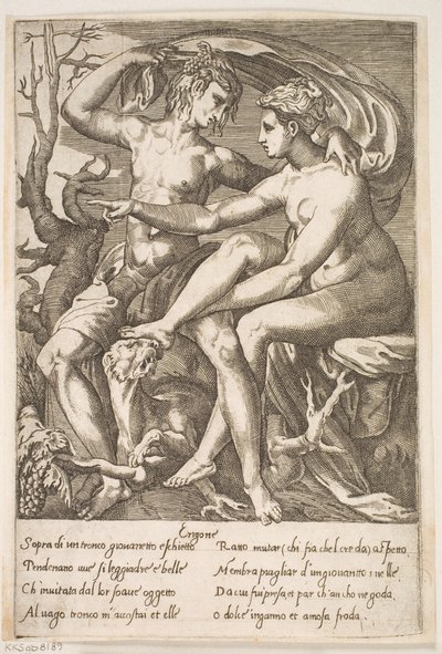 Bakchus a Erigone od Jacques Androuet Ducerceau d.Æ.