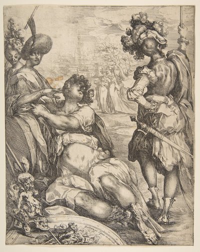 Vojenské postavy mimo město, 1595-1616. od Jacques Bellange