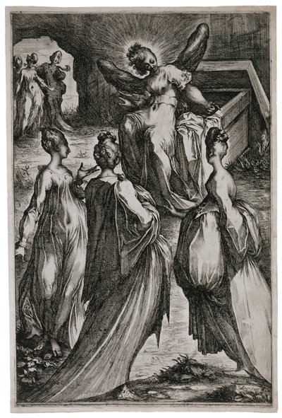 Svaté ženy u hrobu, 1613-16 (lept a rytina) od Jacques Bellange
