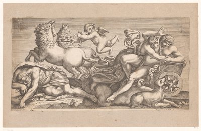 Cephalus zajatý Aurorou v jejím voze Mytologické scény po freskách v Palazzo Farnese v Římě (název série) od Jacques Belly