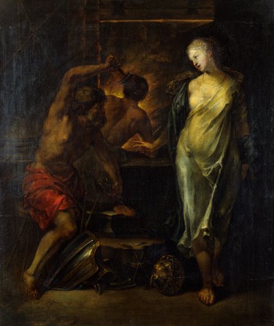 Vulcan kuje brnění Achilles pod dohledem Thetis (olej na plátně) od Jacques Blanchard