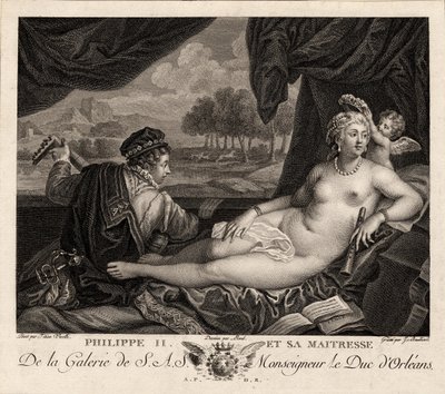 Filip II a jeho paní po Tizianovi, c. 1780 od Jacques Bouillard