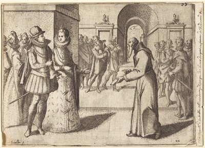 Kapucín přináší poděkování bavorského krále [recto] od Jacques Callot