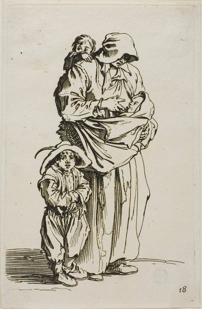 Matka se svými třemi dětmi, deska 18 z The Beggars od Jacques Callot