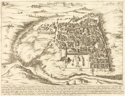 Letecký pohled na město Jeruzalém od Jacques Callot