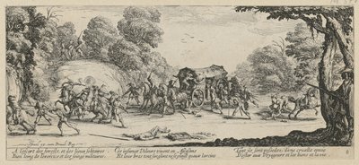 Útok na poštovní dostavník, list 8 ze série „Hrůzy války“ od Jacques Callot