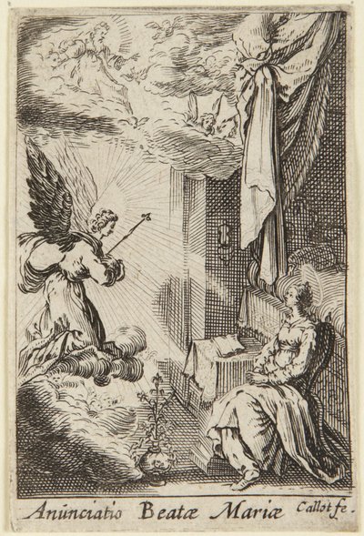 Zvěstování, ze série „La Vie de la Sainte Vierge“ (Život Panny Marie) od Jacques Callot