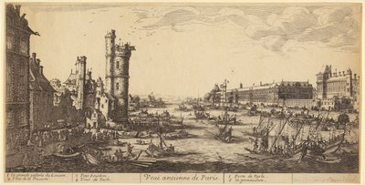 Pohled na Louvre, list 1 ze série „Dva velké pohledy na Paříž“ od Jacques Callot