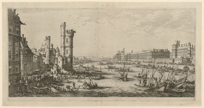 Pohled na Louvre, list ze série „Dva velké pohledy na Paříž“ od Jacques Callot