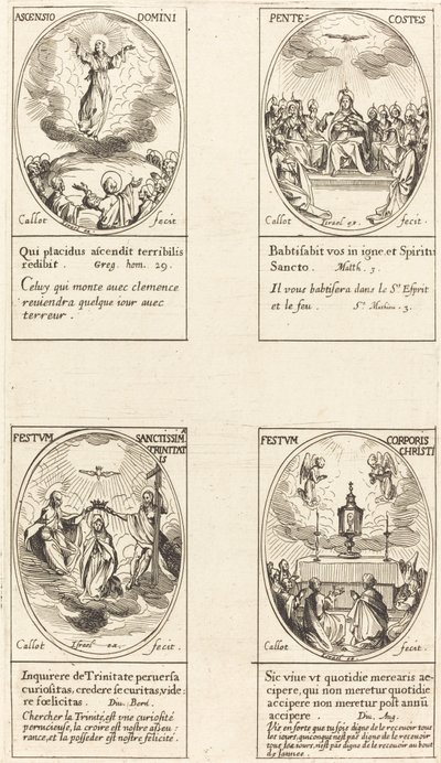 Nanebevstoupení; Pentacost; Trojice; Tělo kristovo od Jacques Callot