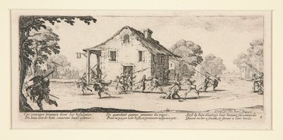 Bitevní scéna před domem, z Miseries and Disasters of War, č. 4 ze sady 18 od Jacques Callot