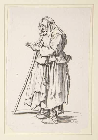 Žebrák-žena přijímající almužnu, od The Beggars od Jacques Callot