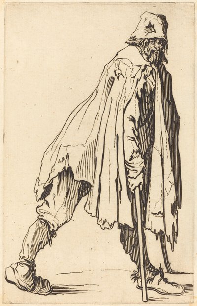 Žebrák s berlemi a čepicí od Jacques Callot
