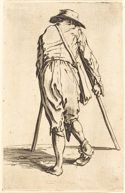 Žebrák s berlemi a kloboukem, pohled zezadu od Jacques Callot