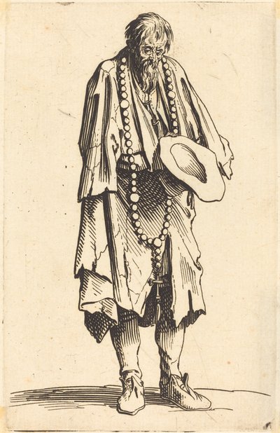 Žebrák s růžencem od Jacques Callot