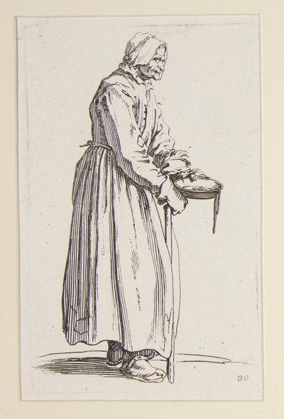 Žebrácká žena nesoucí misku, z The Beggars (La mendiante a la sebille) od Jacques Callot