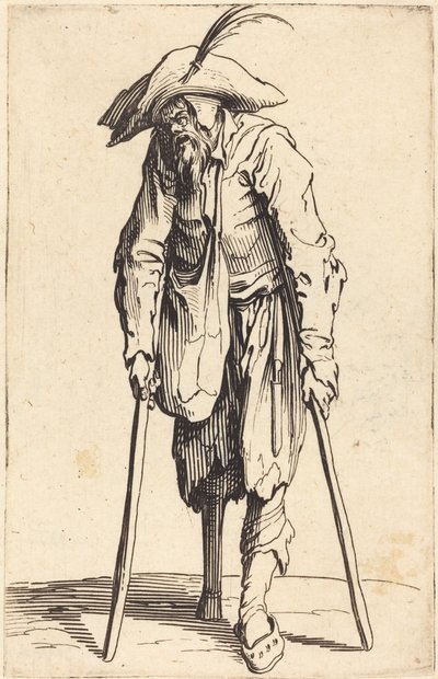Begger s dřevěnou nohou, kolem 1622 od Jacques Callot