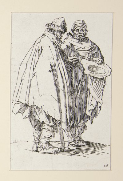 Slepý muž a jeho společník z The Beggars (L od Jacques Callot