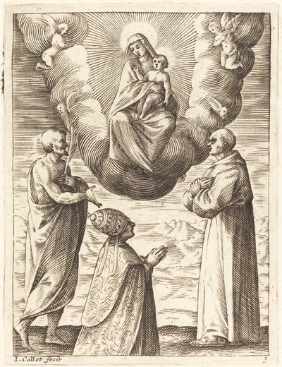 Bonifác VIII. se svatými Františkem a Crispinem adorující Pannu a dítě od Jacques Callot