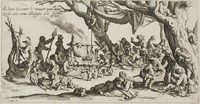 Tábořiště Cikánů: Příprava svátku od Jacques Callot