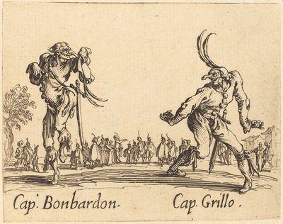 Víčko. Bonbardon a čepice. Grillo, c. 1622. od Jacques Callot