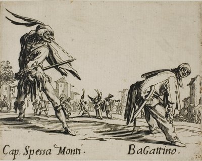 Capitan Spessa Monti - Begattino, talíř 10 z Balli di Sfessania od Jacques Callot