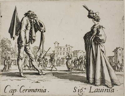 Kapitánský obřad - Lady Lavinia, deska 3 z knihy Balli di Sfessania od Jacques Callot