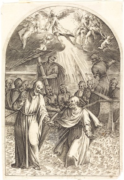 Kristus kráčí po vodě [druhá deska] od Jacques Callot
