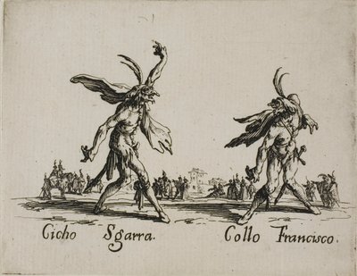 Cicho Sgarra - Collo Francisco, talíř 6 od Balli di Sfessania od Jacques Callot