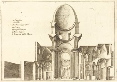 Průřez kostelem od Jacques Callot