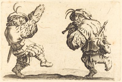 Tanečníci s flétnou a tamburínou od Jacques Callot