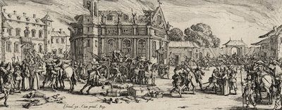 Zničení kláštera, 1633 (lept na položený papír) od Jacques Callot