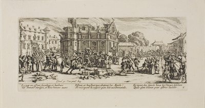 Destruction of a Convent, deska šest z The Miseries of War od Jacques Callot