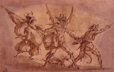 Ďábelští mušketýři (pero a inkoust na papíře) od Jacques Callot