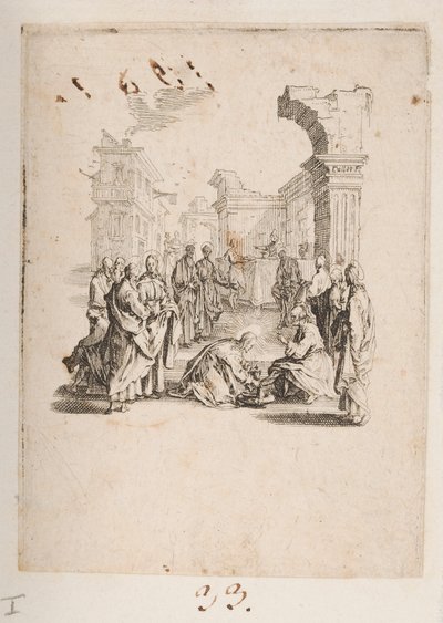 Učedník mytí Kristových nohou, č. 1 z 11 od La Petite Passion od Jacques Callot