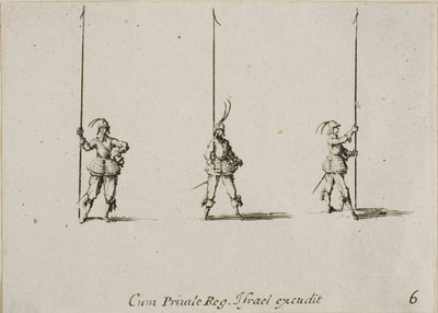 Vrták s Raised Pike, deska šest z The Military Exercises od Jacques Callot