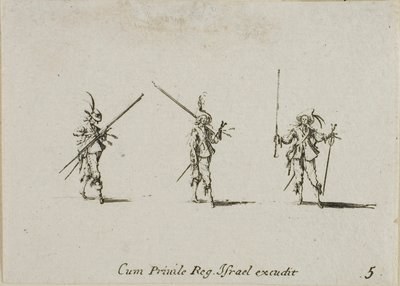 Vrták s Tilted Pikes, deska pět z The Military Exercises od Jacques Callot