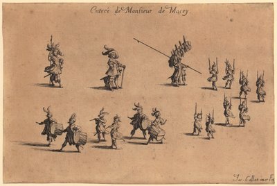 Šlechtic v plášti lemovaném kožešinou, s rukama sepjatýma za zády, list 7 ze série "Šlechta" od Jacques Callot