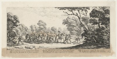 Odhalení zločinců, list 9 ze série „Hrůzy války“ od Jacques Callot