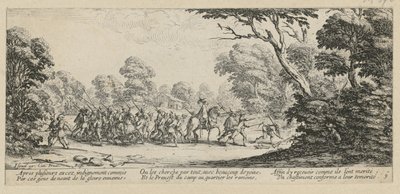 Odhalení zločinců, list 9 ze série „Hrůzy války“ od Jacques Callot