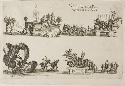 Vstup Jeho Výsosti, zastupující Slunce, z Boje u bariéry od Jacques Callot