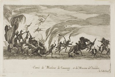 Vstup pana de Couvonage a pana de Chalabre z The Combat at the Barrier od Jacques Callot