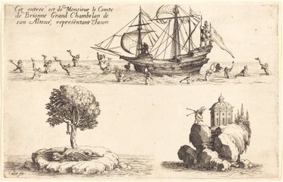 Vstup pana le Comte de Brionne, velkého komořího Jeho Výsosti, zastupující Jasona, 1627. od Jacques Callot