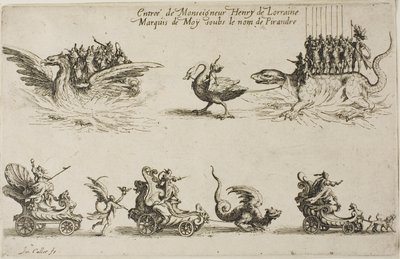 Vstup monseigneura Henryho de Lorraine, markýze de Moy, pod jménem Pirandre, z The Combat at the Barrier od Jacques Callot