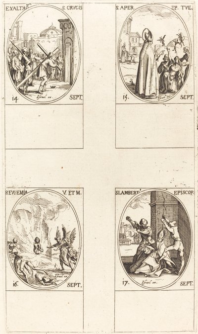 Povýšení svatého kříže; Svatý Aper; sv. Eufemie; Svatý Lambert od Jacques Callot