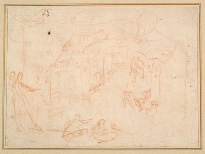 Figurální studie (recto); Scéna (verze) od Jacques Callot